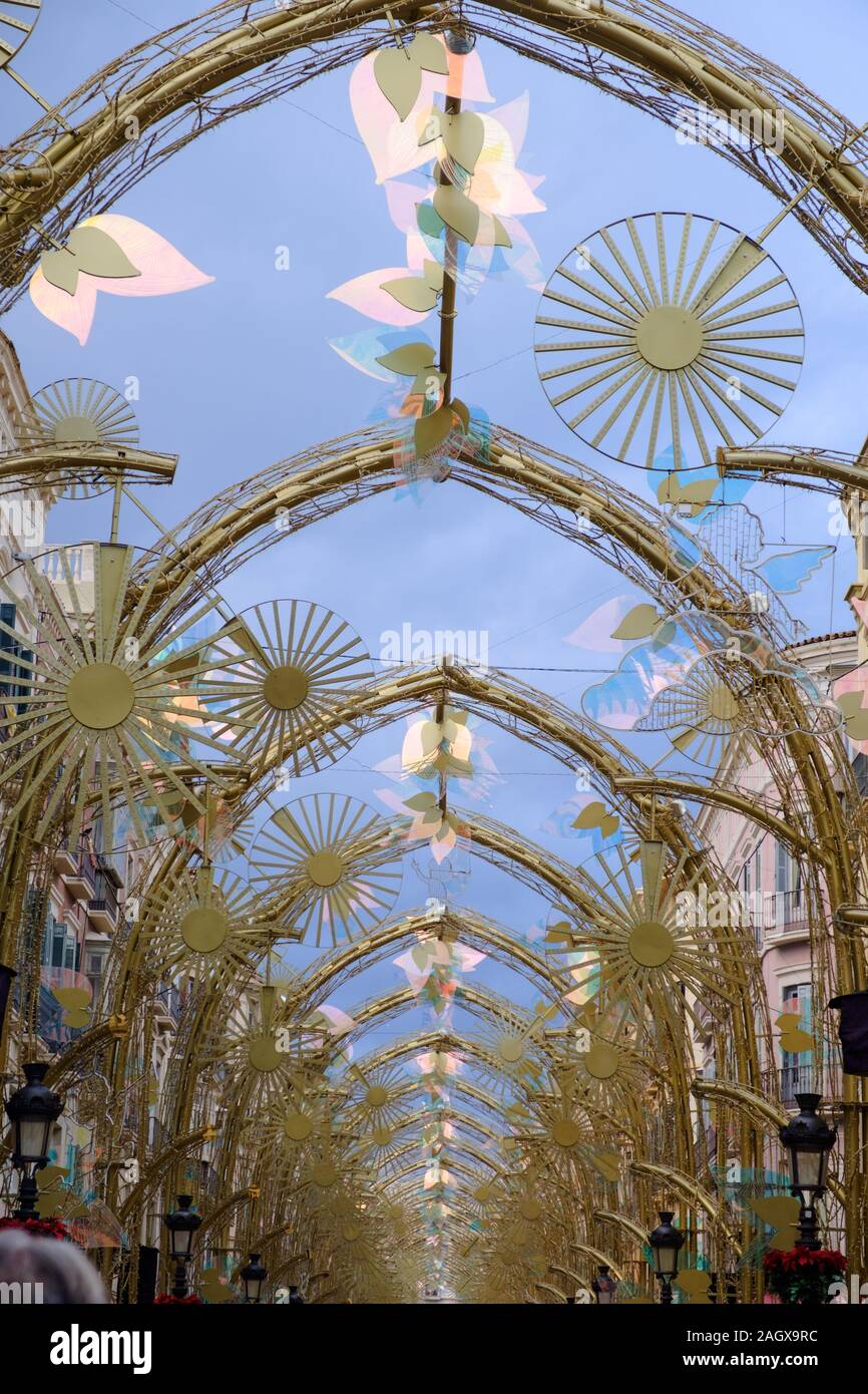 Christmas lights on Calle Larios in the city of Malaga, Andalucia, Spain, Europe Stock Photo