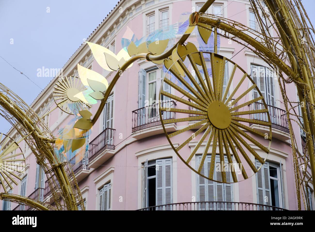 Christmas lights on Calle Larios in the city of Malaga, Andalucia, Spain, Europe Stock Photo
