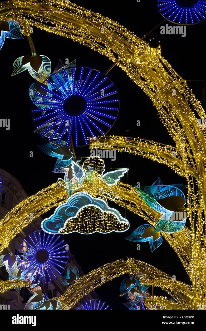 Christmas lights on Calle Larios in the city of Malaga, Andalucia, Spain, Europe Stock Photo
