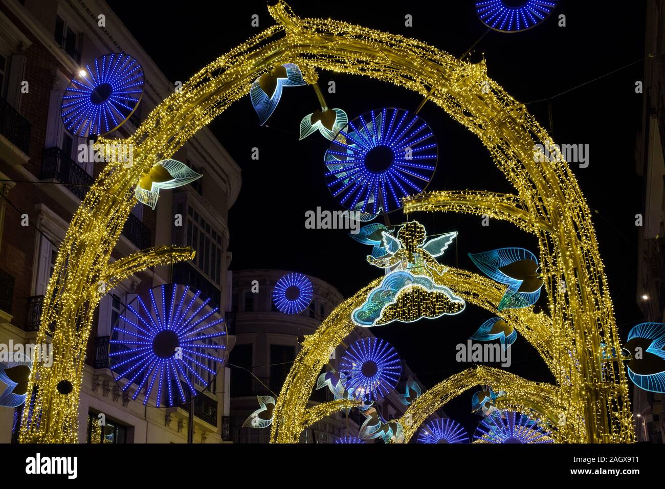 Christmas lights on Calle Larios in the city of Malaga, Andalucia