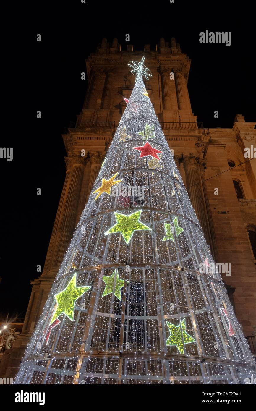 Christmas lights on Calle Larios in the city of Malaga, Andalucia, Spain, Europe Stock Photo