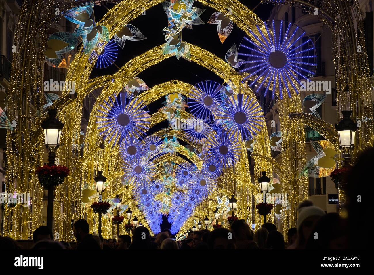 Christmas lights on Calle Larios in the city of Malaga, Andalucia ...