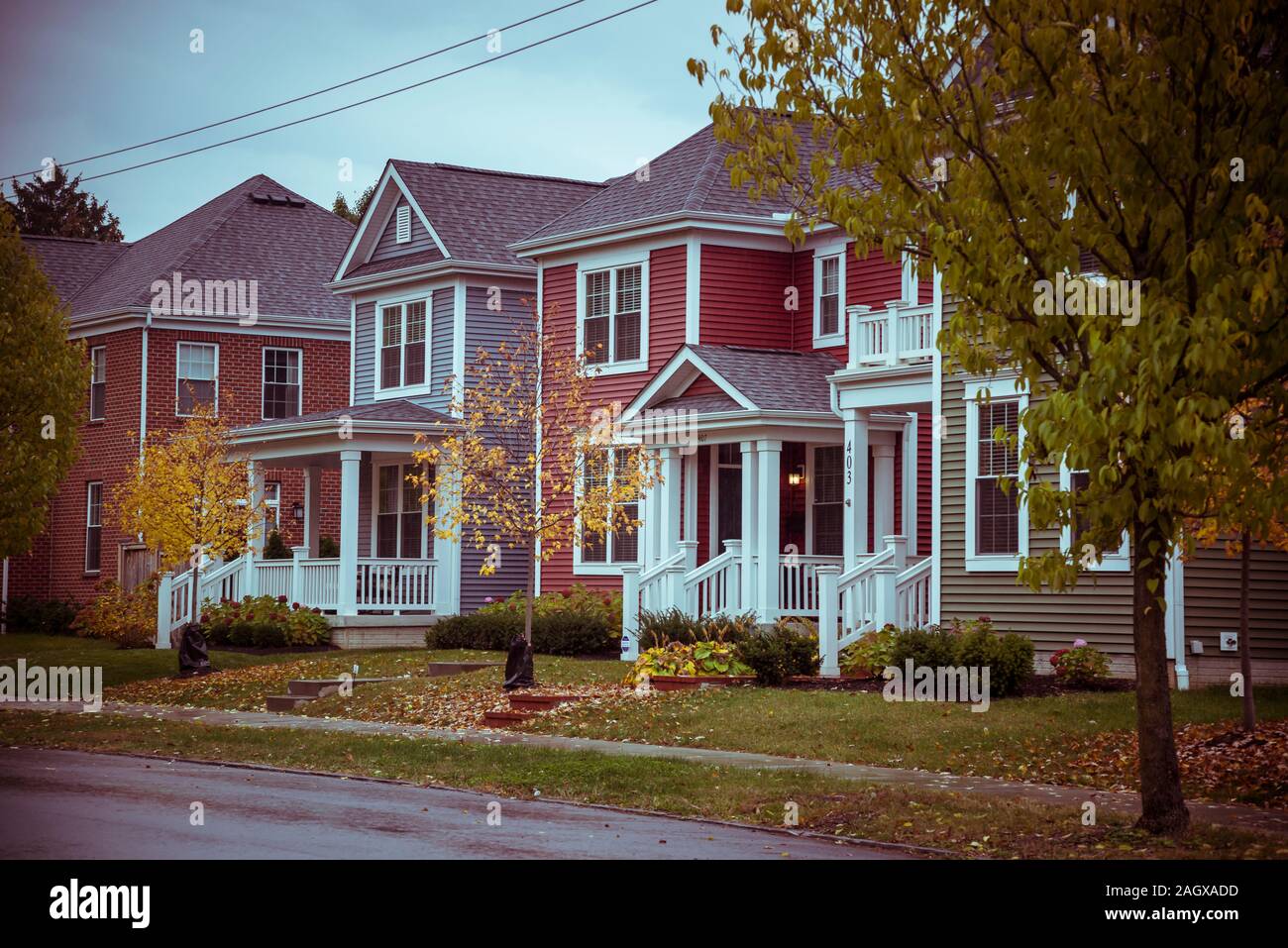Traditional residential houses in German Village Neighborhood, Columbus, Ohio, USA Stock Photo