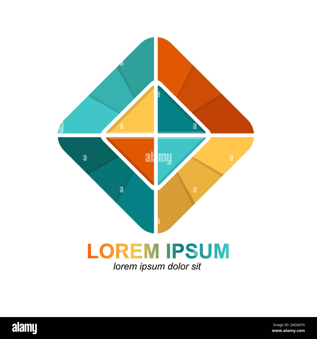 colored square. Applicable for logo or infographic or chart. Isolated on white background Stock Vector