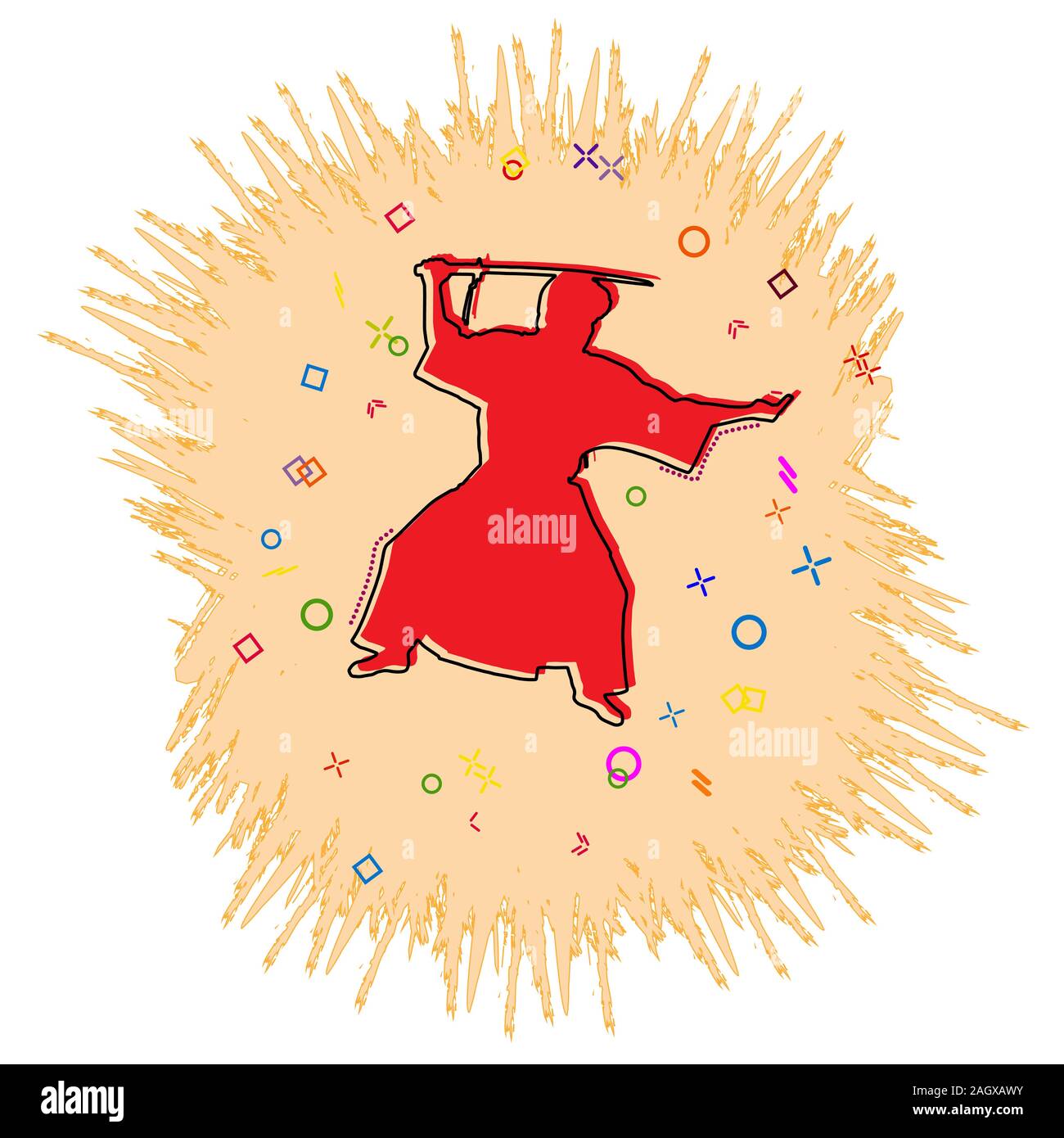 Samurai icon. Comic book style icon with splash effect. flat style. Isolated on white background. Stock Vector