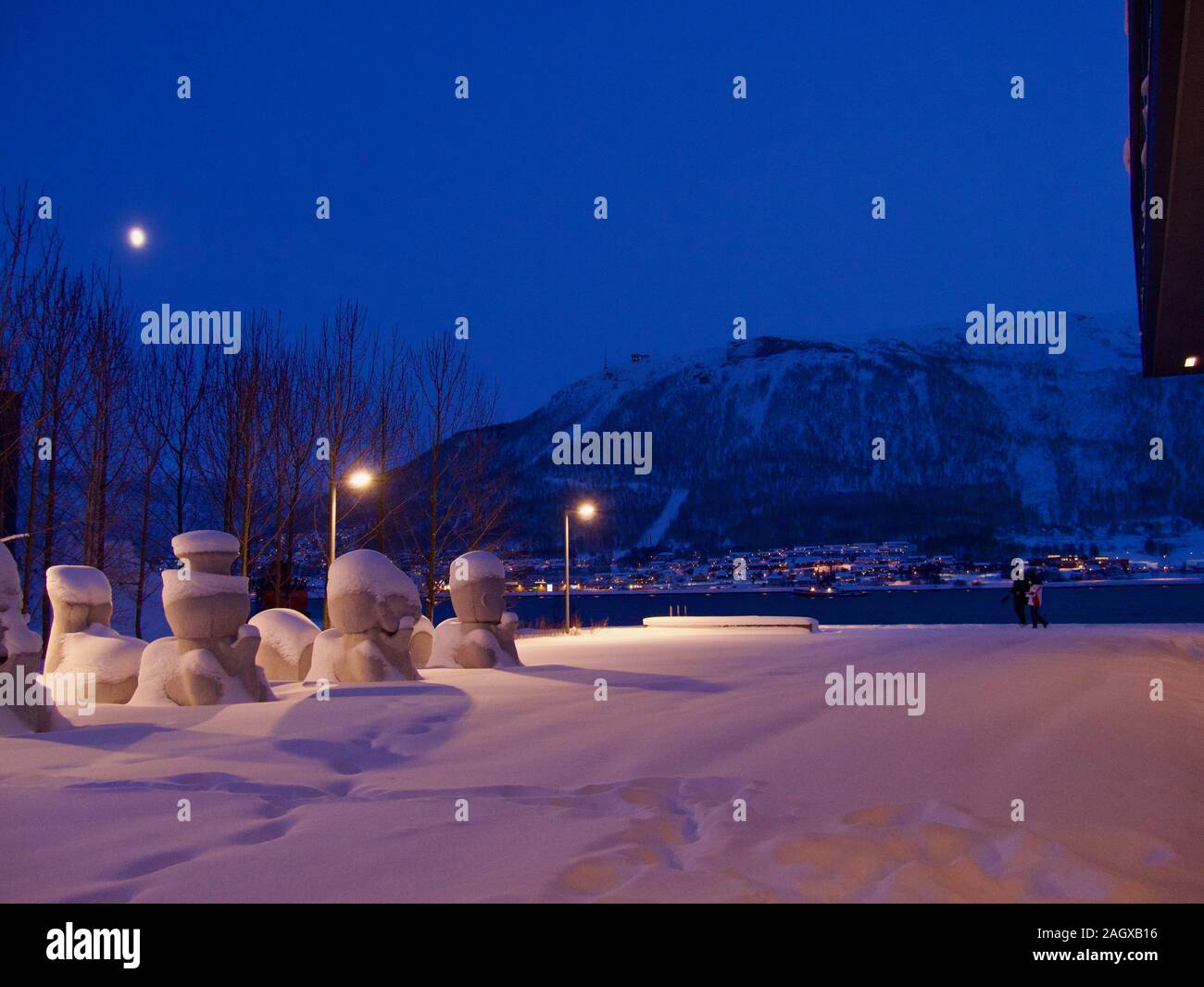 Arctic Norway Night Scene, Skibotn in the Northern Norwegian county of Troms Stock Photo