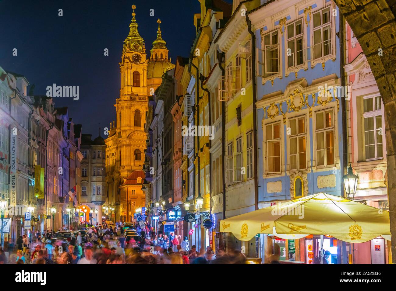 PRAGUE, CZECH REP - AUG 2, 2019: Historic architecture of downtown Prague, Czech Republicm by night Stock Photo