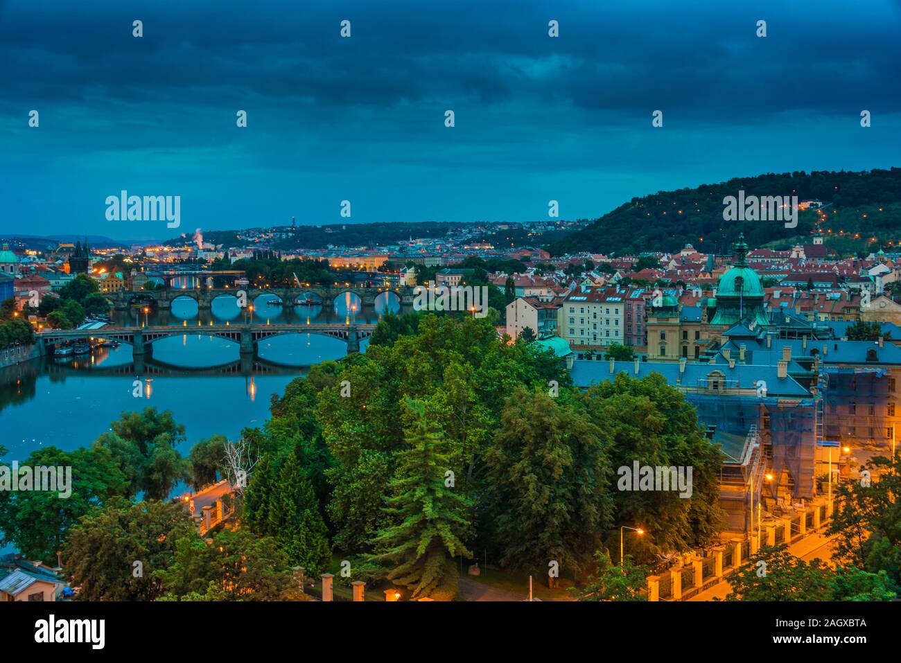Bridges over the River Vltava in Prague, Czech Republic Stock Photo