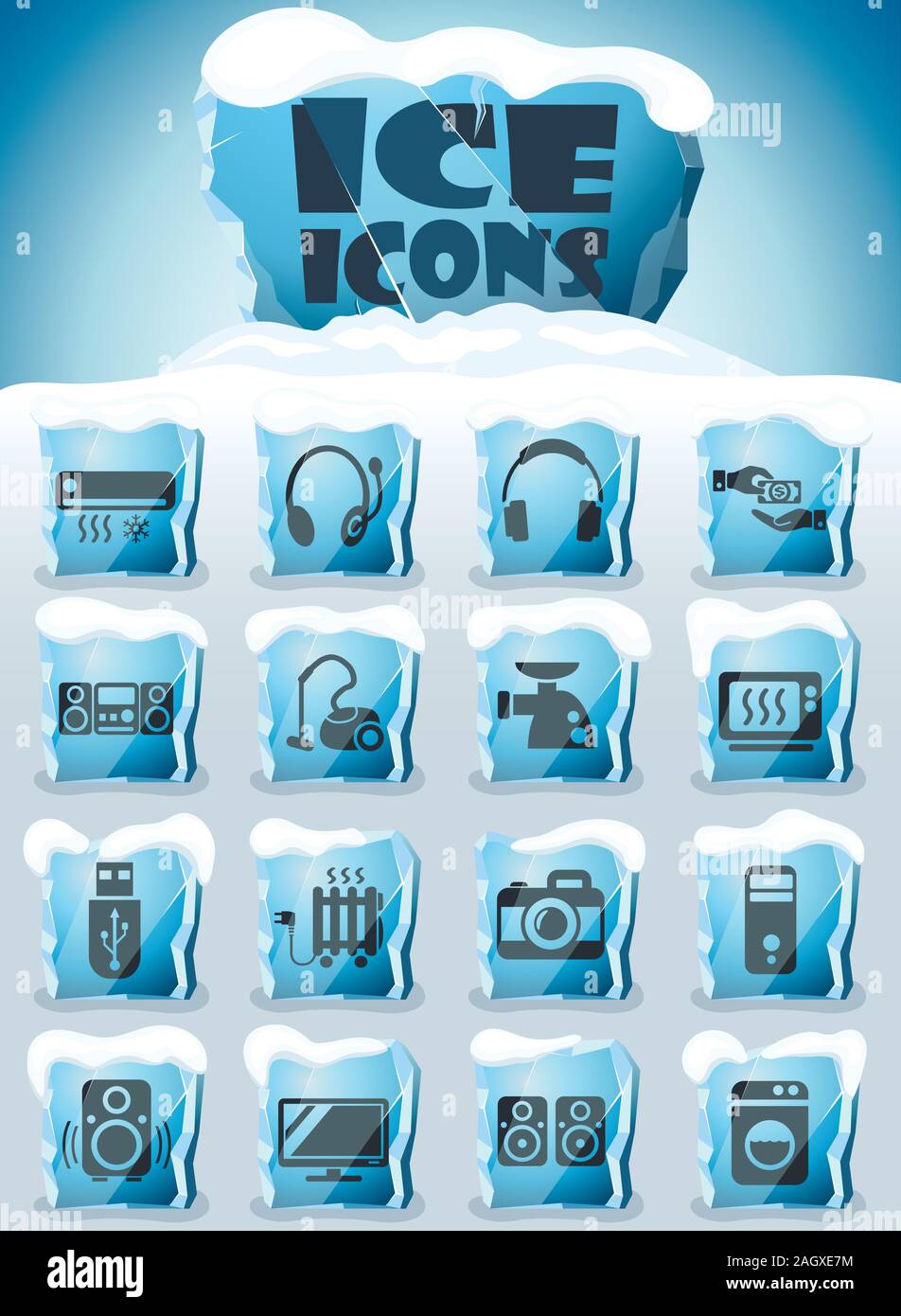 electronics supermarket icon set Stock Vector