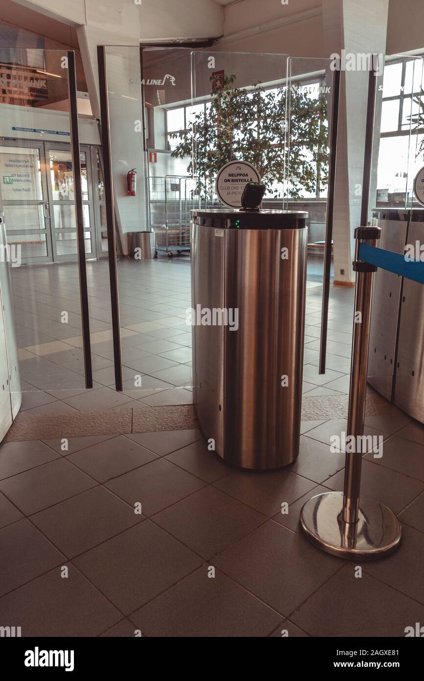 Editorial 06.19.2019 Helsinki Finland. Baffle gates at the car ferry terminal Stock Photo