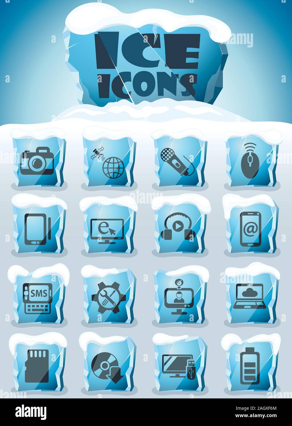 hi tech icon set Stock Vector