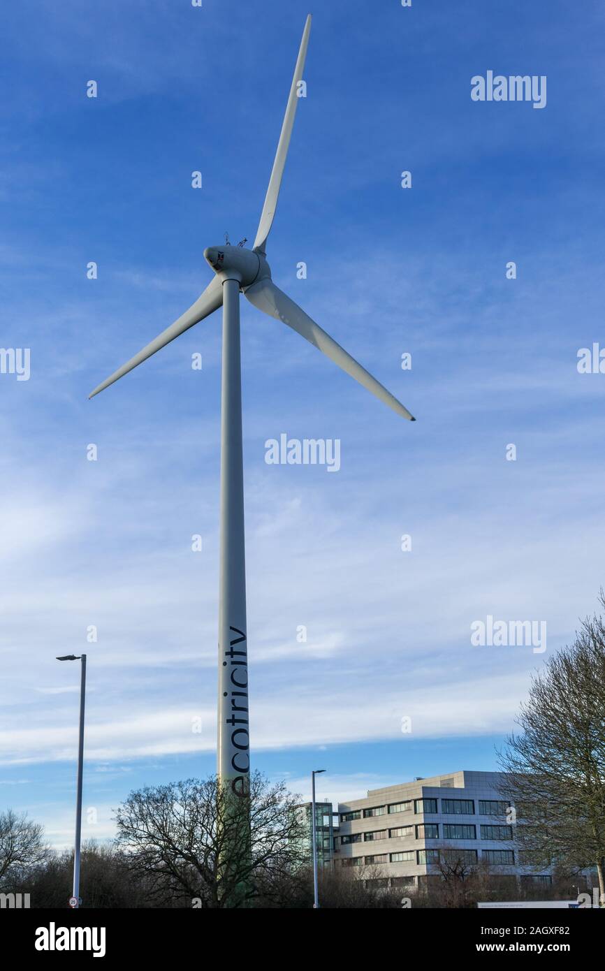 Wind turbine at Green Park in Reading, Berkshire, UK Stock Photo