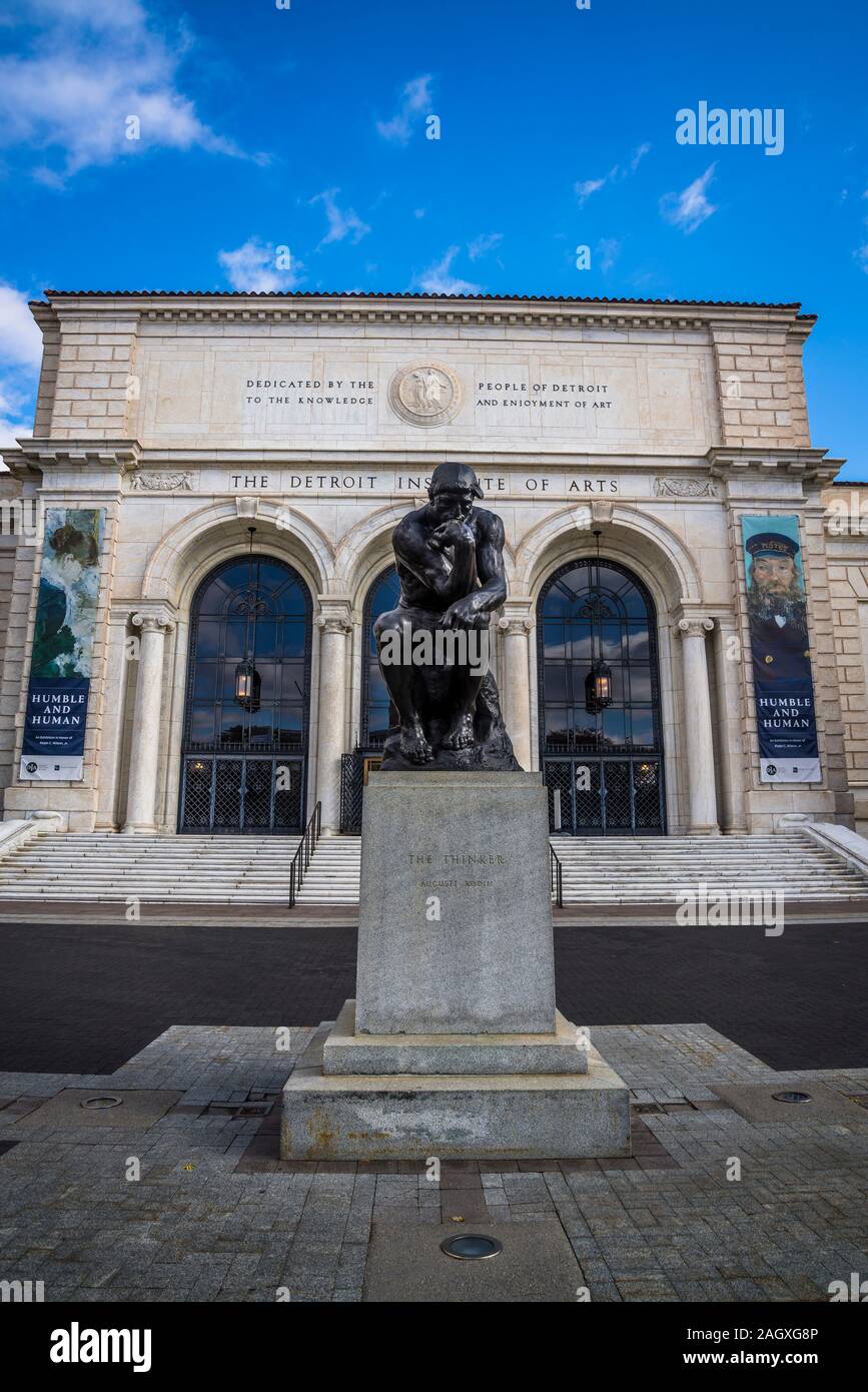 Auguste Rodin sculpture The Thinker, 1904 in front of main facade of ...