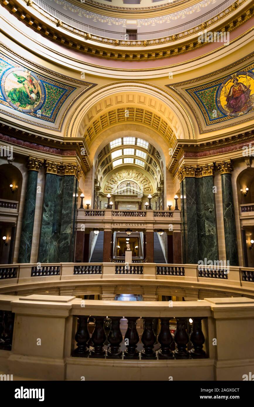 Wisconsin State Capitol, a Beaux-Arts building completed in 2017, Madison, Wisconsin, USA Stock Photo