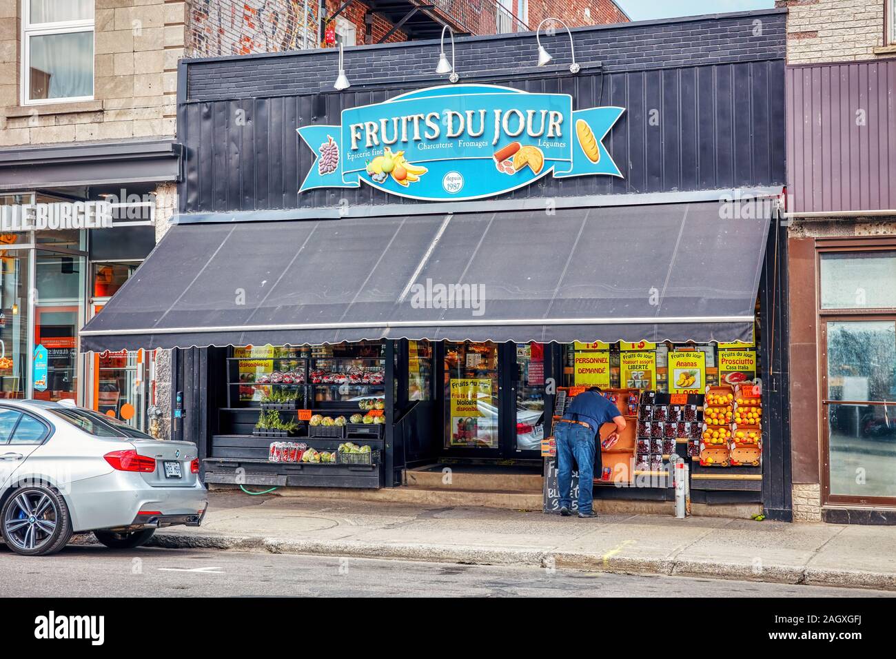 Montreal, Canada June, 2018 Exterior view of fruits du jour grocery