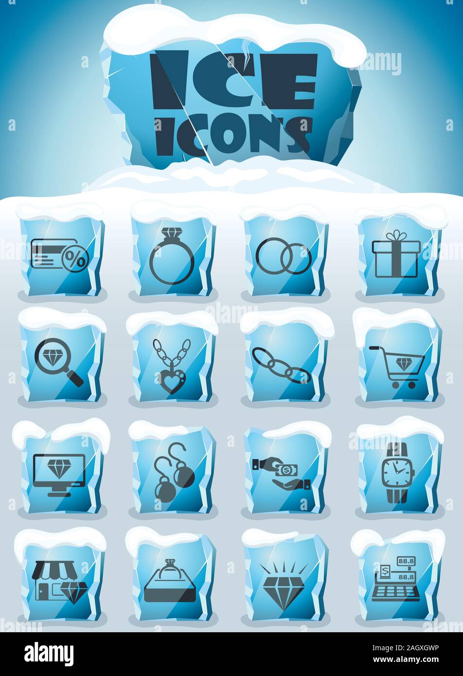jewerly store icon set Stock Vector