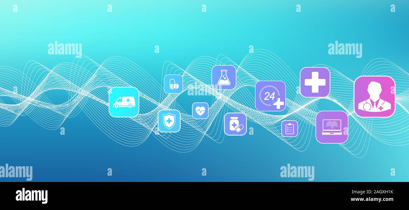 Abstract Health Care Banner Template With Flat Icons Healthcare