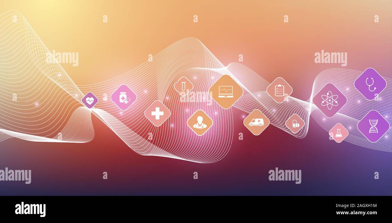 Abstract health care banner template with flat icons. Healthcare ...