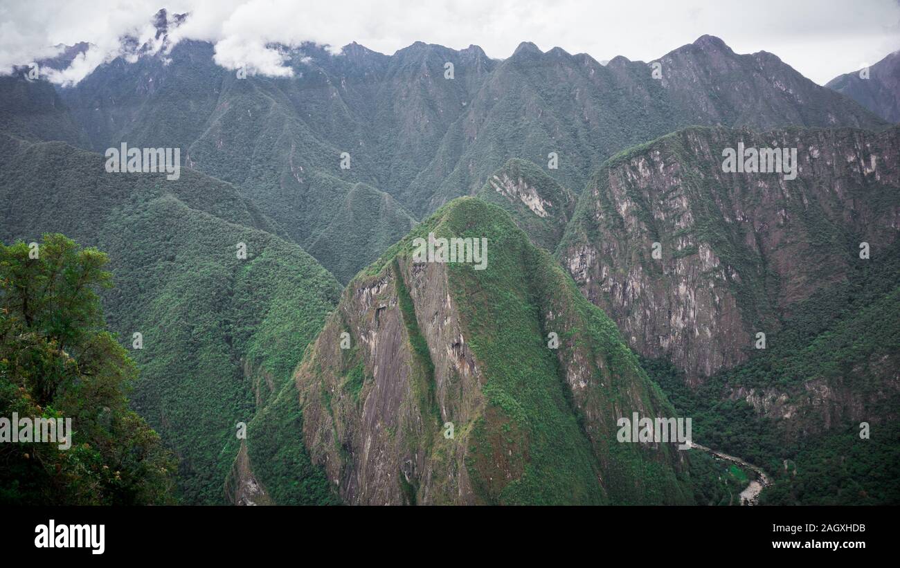 Summit of Happy Mountain or Putucusi Mountain in Machu Picchu Stock Photo