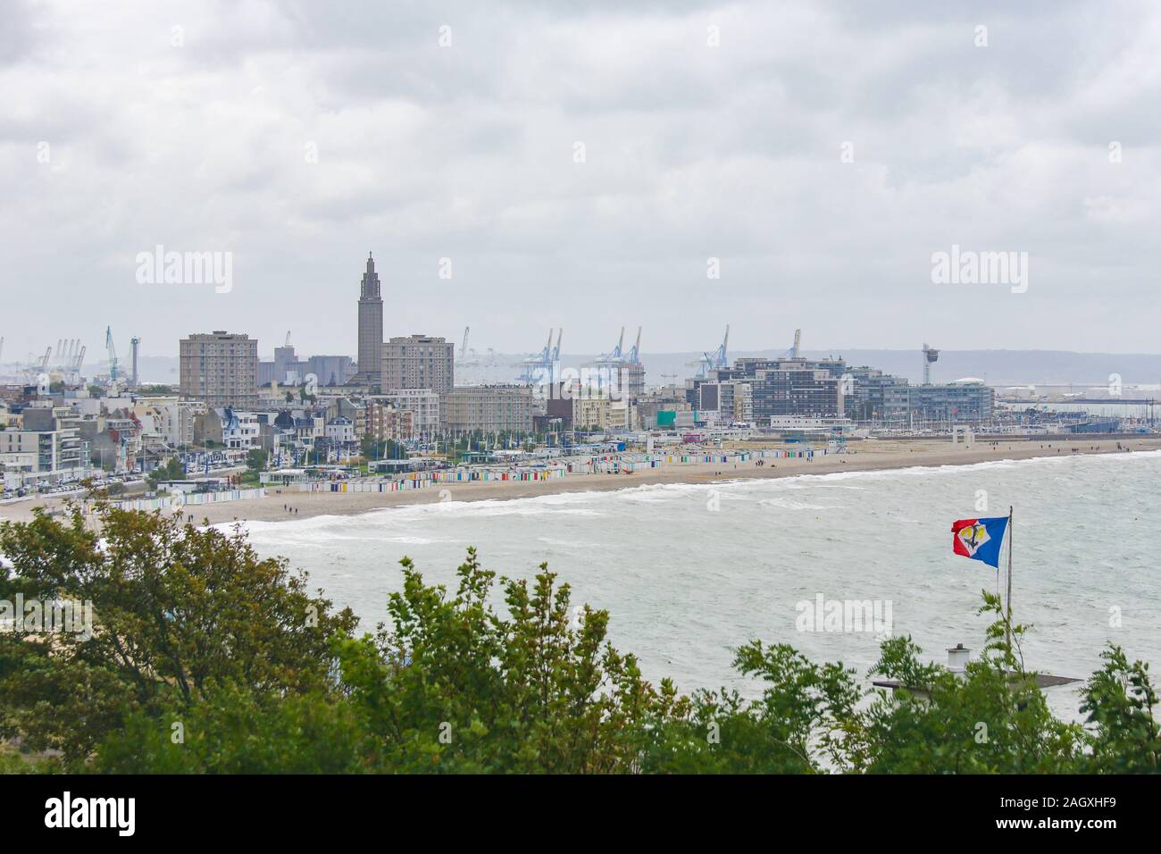 Skyline of the port and city center of Le Havre, Seine-Maritime, Normandy, France. Stock Photo