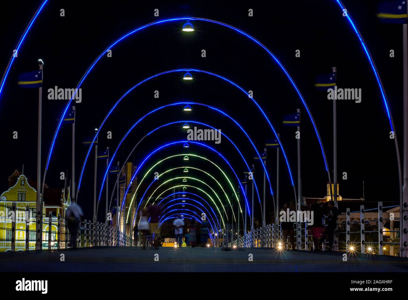 Floating Bridge In Willemstad Curacao At Night Stock Photo Alamy