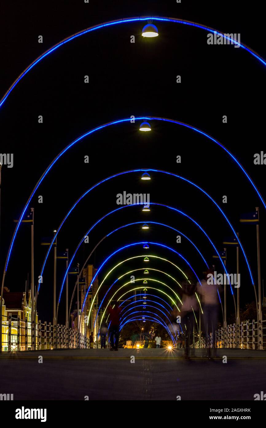 Floating Bridge In Willemstad Curacao At Night Stock Photo Alamy