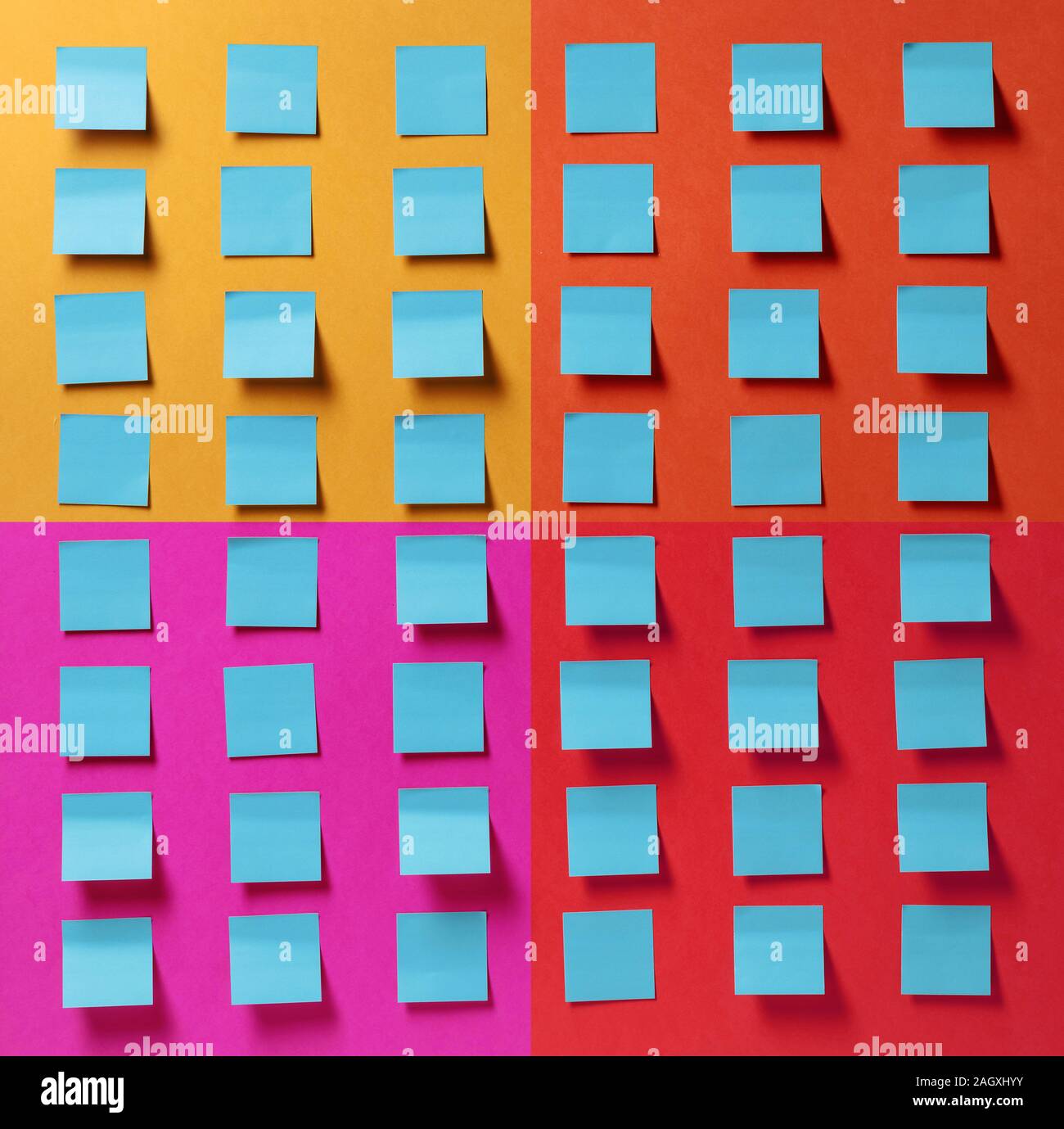 Blue empty stickers on a colorful background. Free space for your text ...