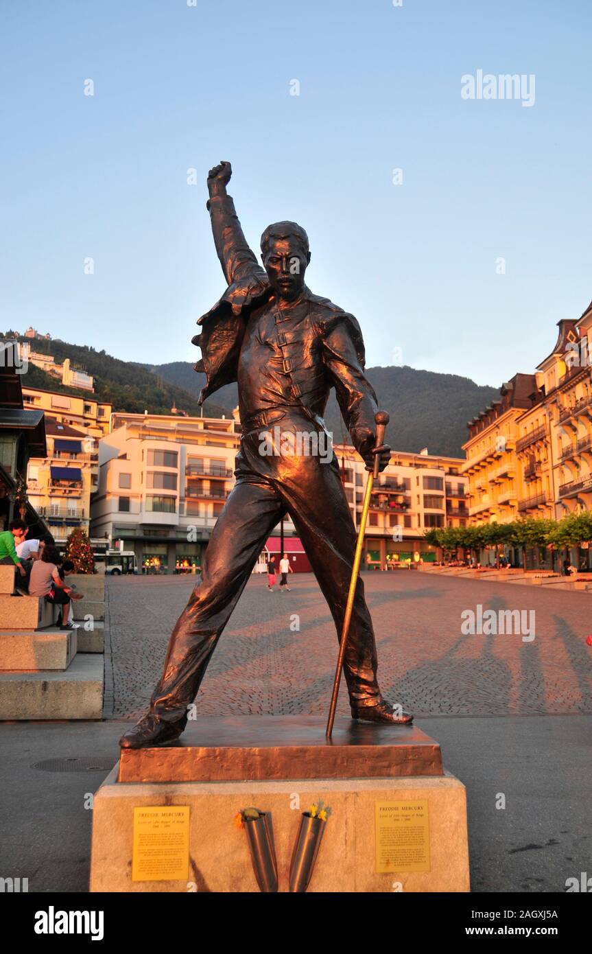 Around Switzerland -Freddie Mercury Memorial , Lake Geneva Stock Photo