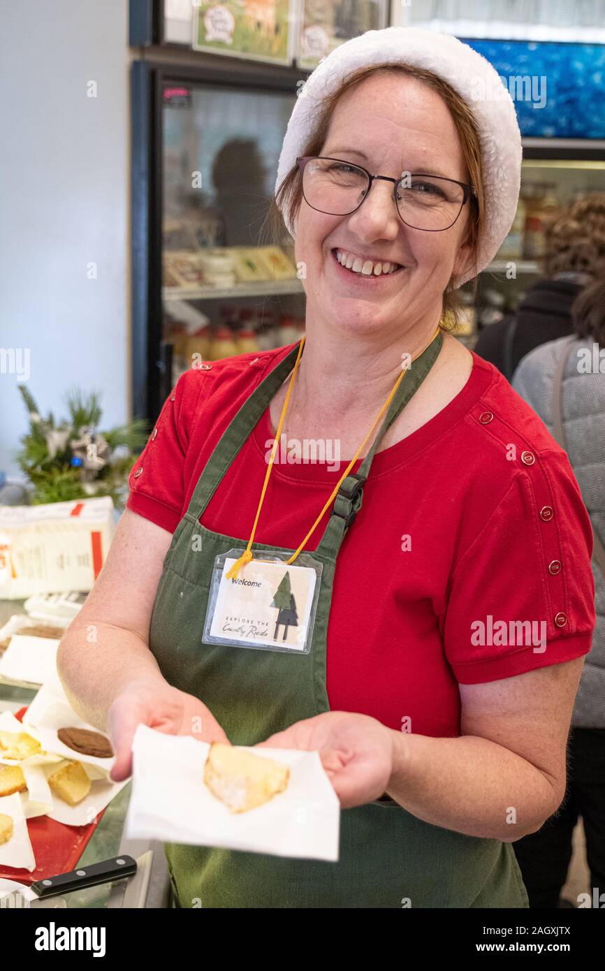 Employees at a store at Christmas time Stock Photo