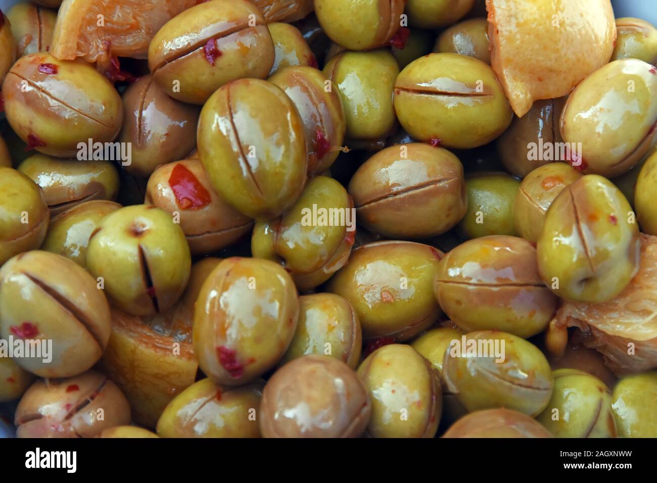 Pickled olives, Mediterranean style Stock Photo Alamy