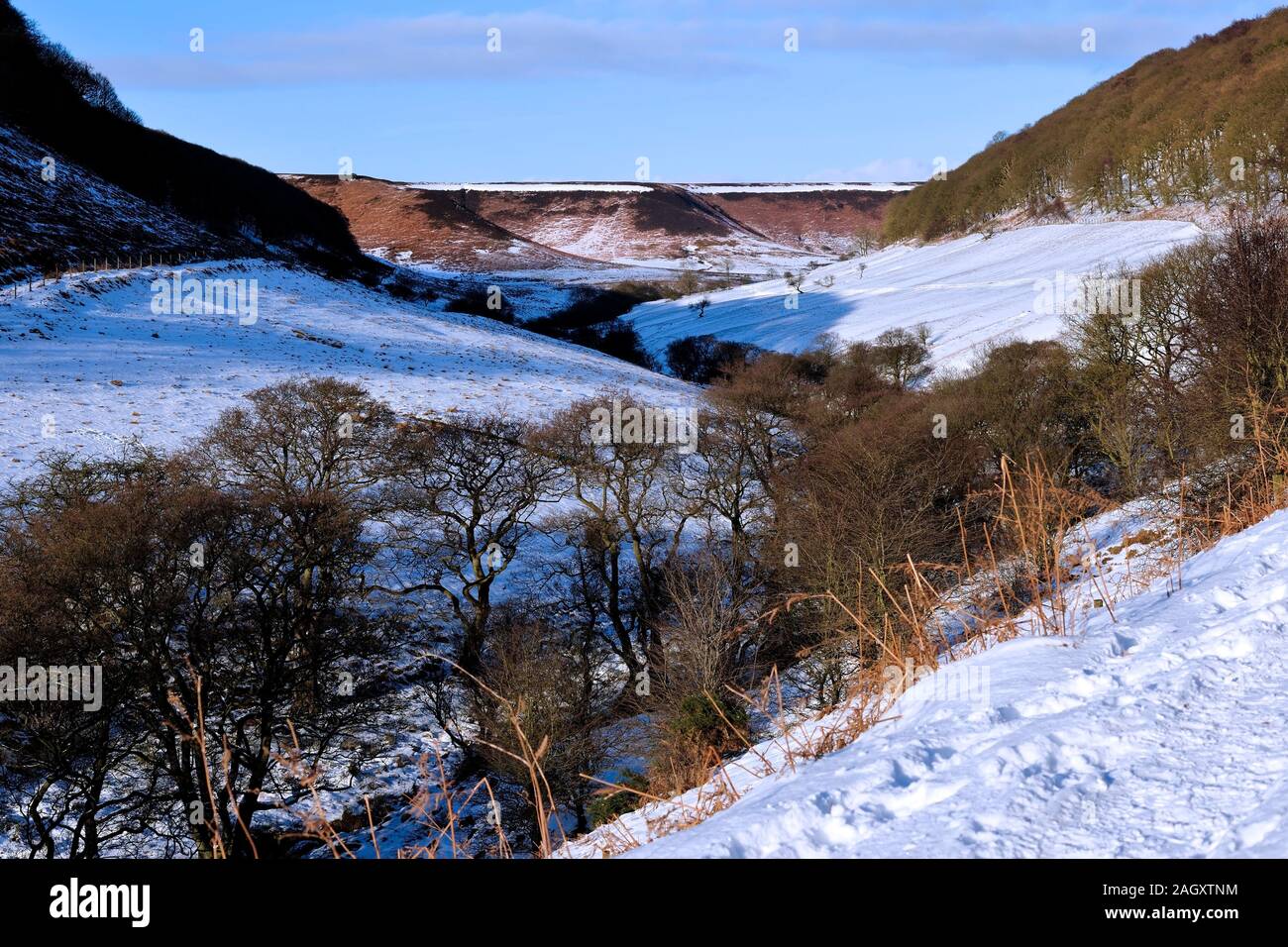 The approach to the Hole of Horcum from Levisham Beck, Yorkshire, England Stock Photo