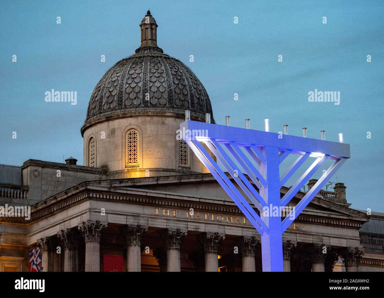 A general view of the Trafalgar Square menorah during the annual