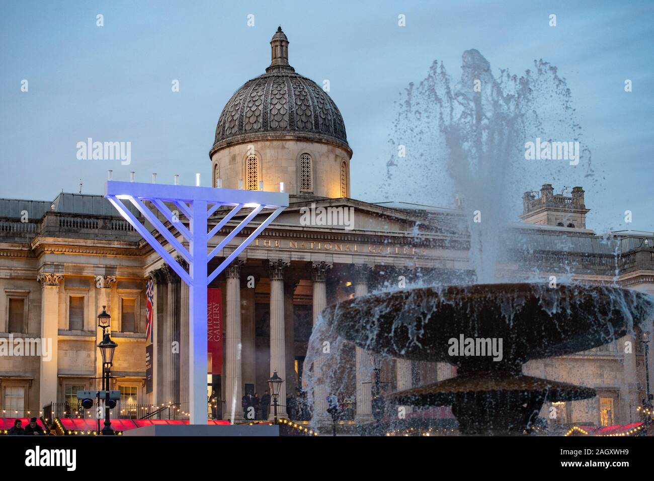 A general view of the Trafalgar Square menorah during the annual