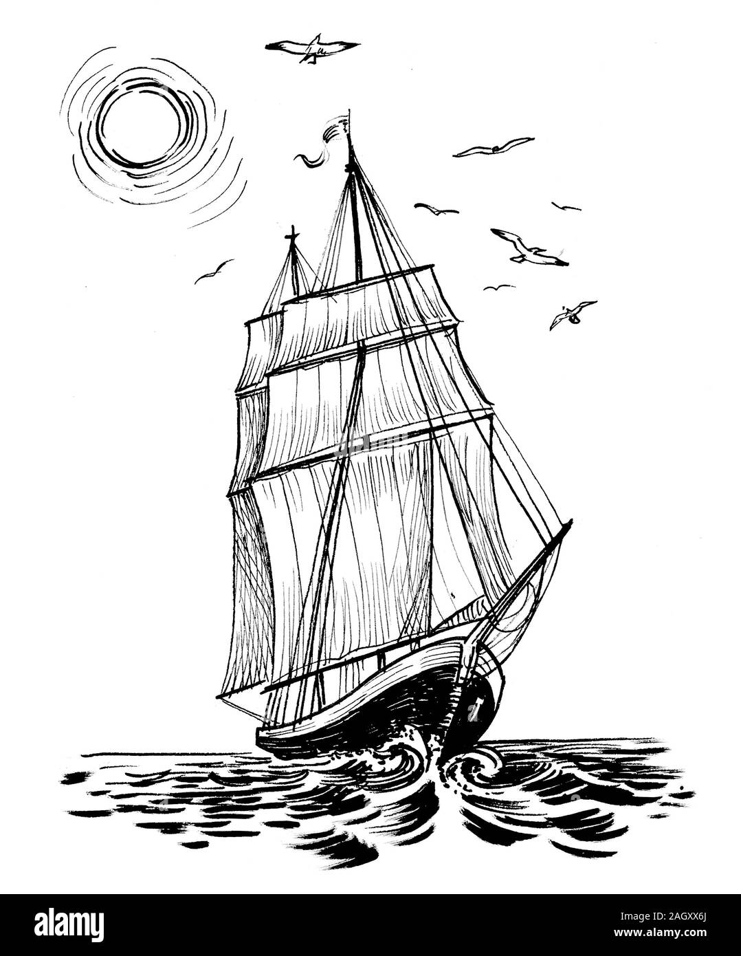 sailing ship drawing