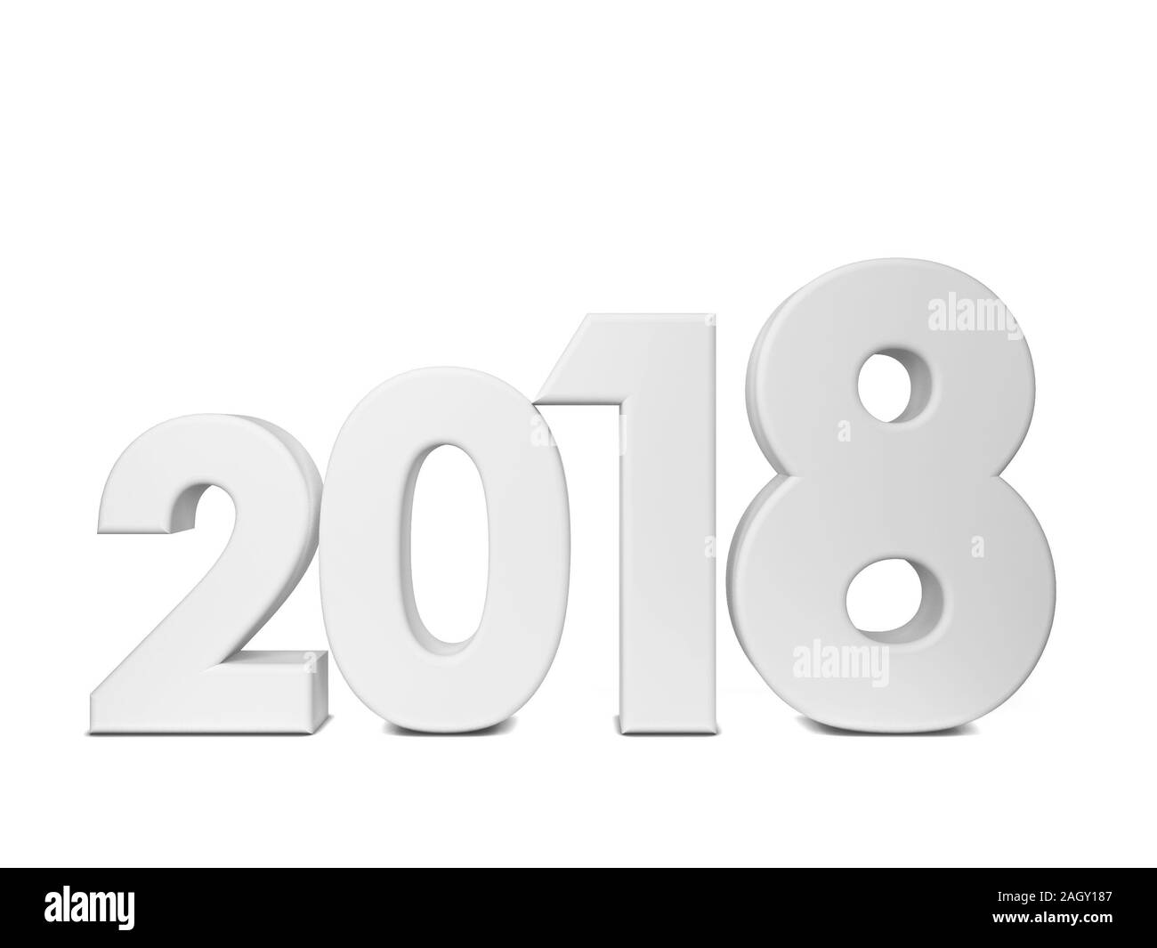2018 text sign. 3d illustration isolated on white background Stock Photo
