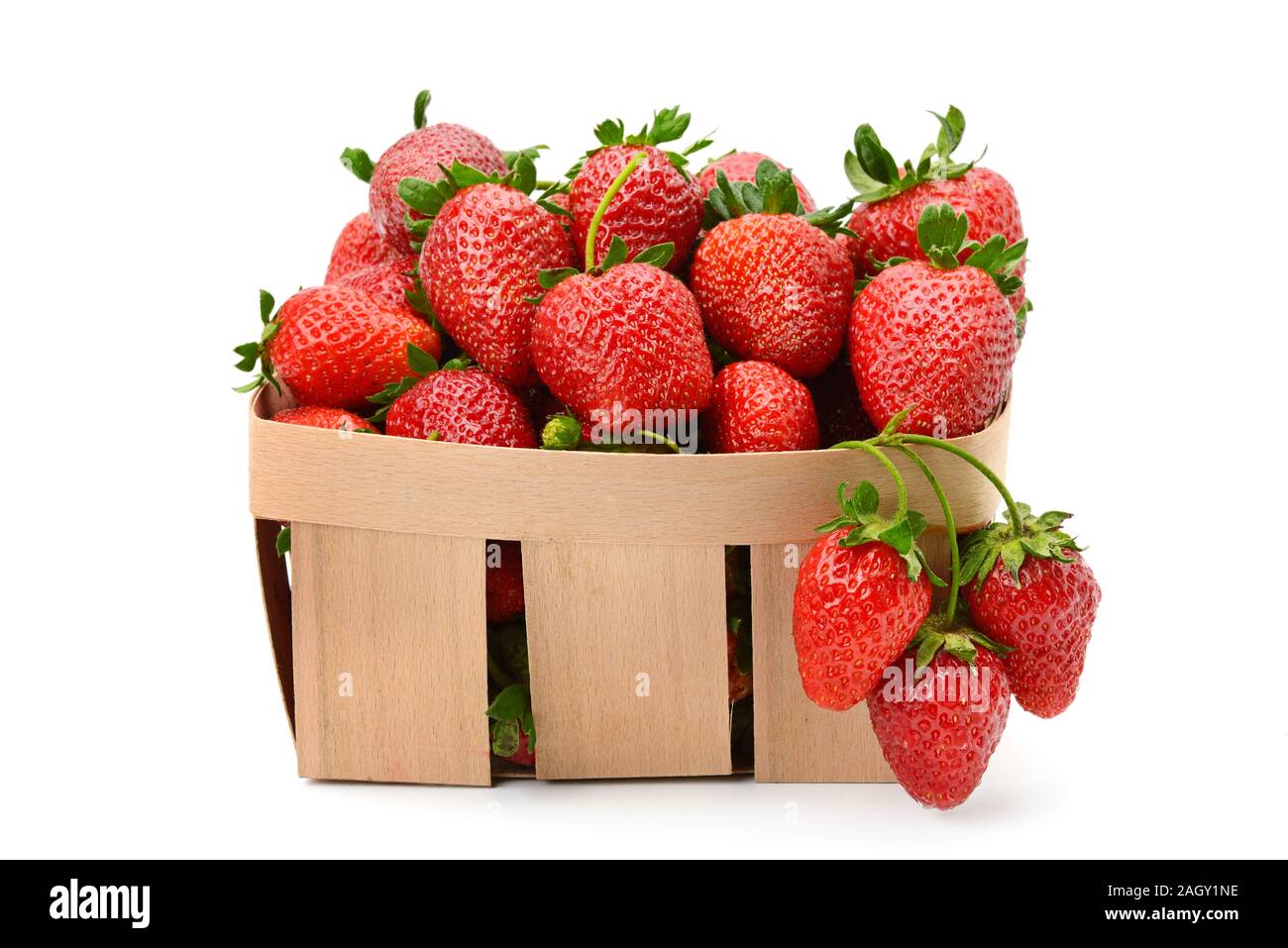 Strawberry in basket isolated on white background Stock Photo Alamy
