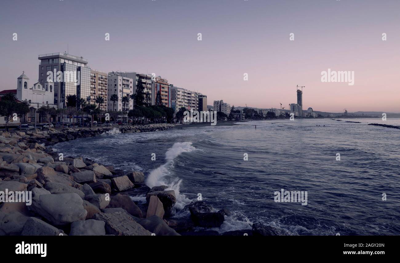 Cityscape of Limassol city on Cyprus island Stock Photo