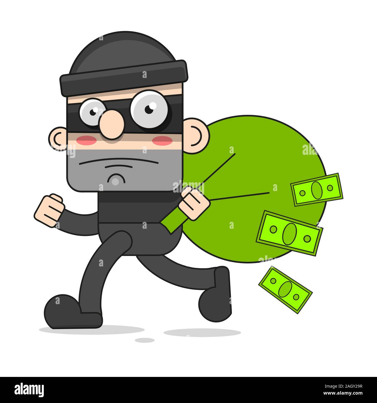 Cute Thief Character. Vector Cartoon Illustration. Bandit With Bag. Robber  In Mask Stock Vector Image & Art - Alamy