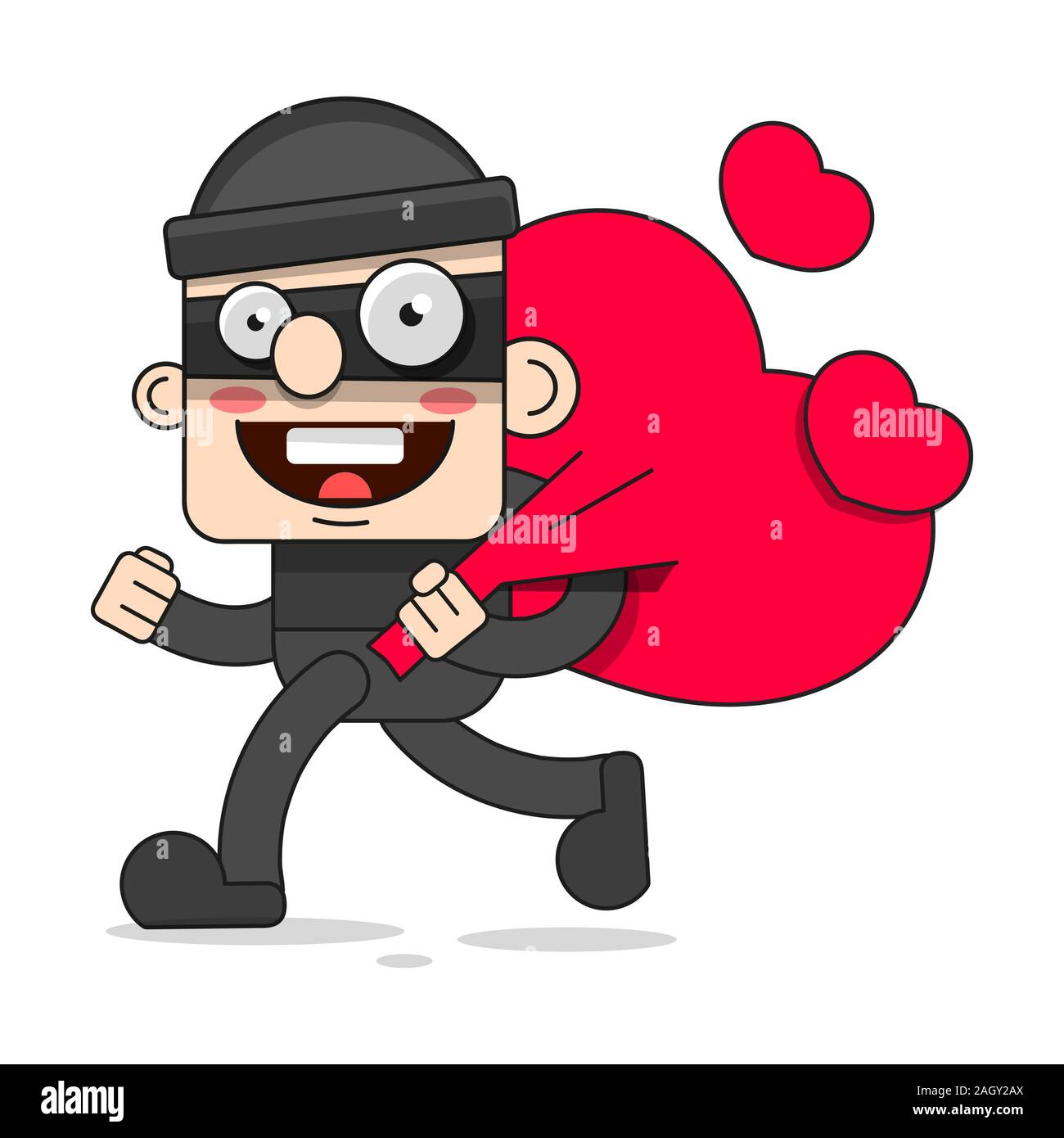 Cute Thief Character. Vector Cartoon Illustration. Bandit With Bag. Robber  In Mask Stock Vector Image & Art - Alamy