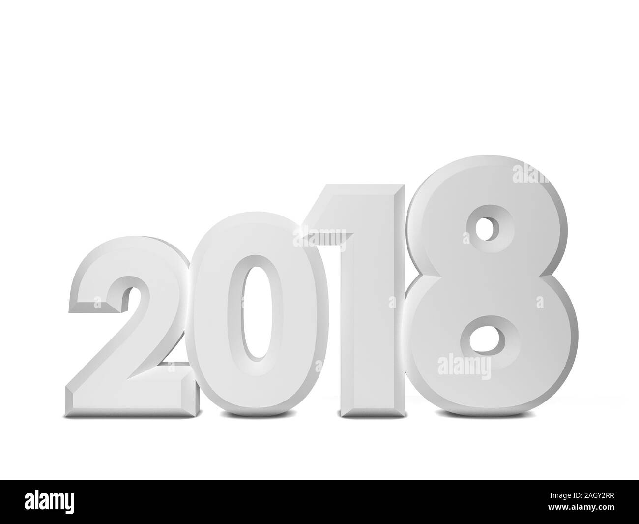 2018 text sign. 3d illustration isolated on white background Stock Photo