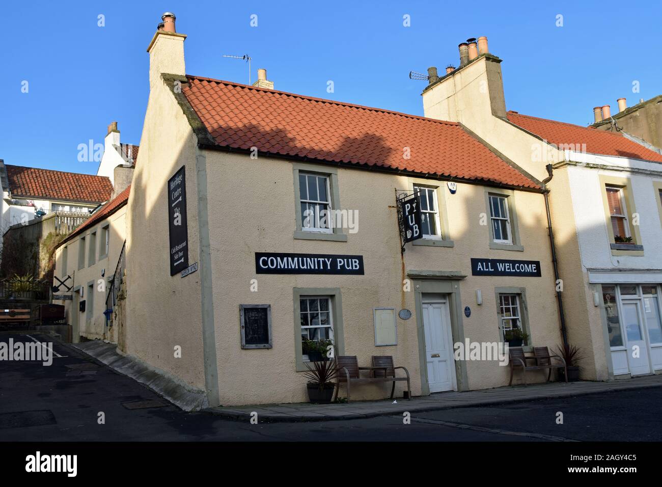 Editorial of Community Pub in West Wemyss, Fife, Scotland Stock Photo