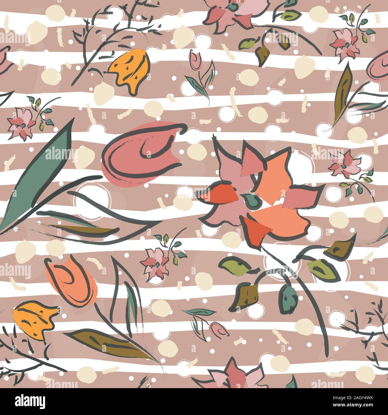 Floral Seamless Pattern. Hand Drawn. Vector Illustration Stock Vector ...