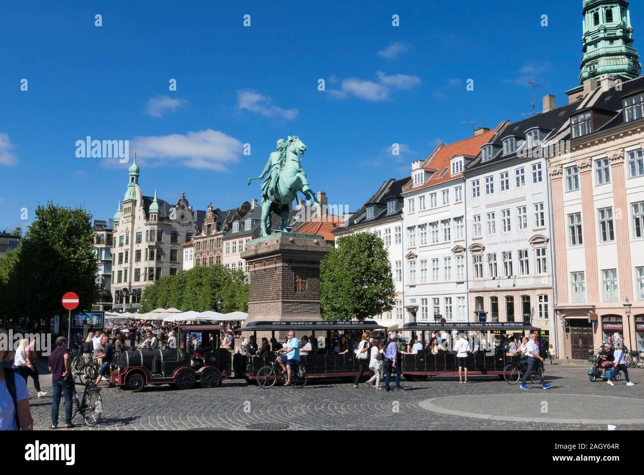 Statue of Absalon on horseback in Hojbro Plads Square, Copenhagen, Denmark Stock Photo