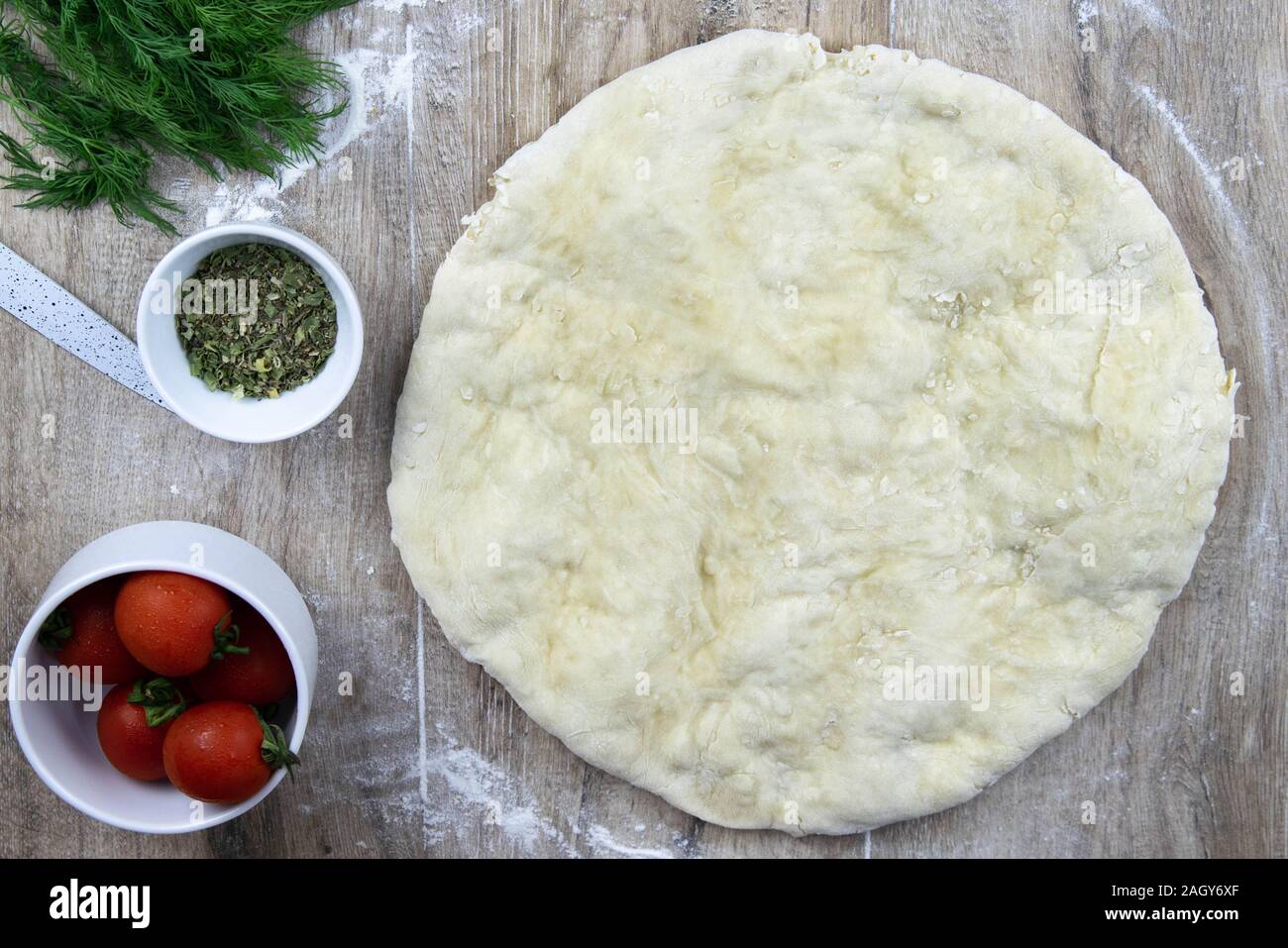 Italian flatbread focaccia with cherry tomatoes and sea Stock Photo Alamy