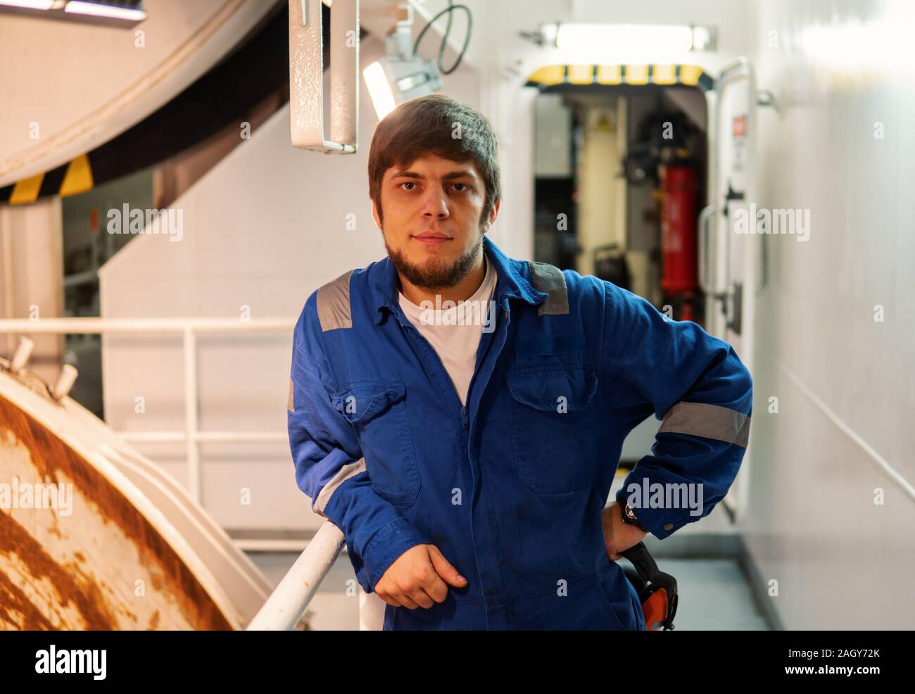 Marine engineer works on the ship. Seamen's work Stock Photo Alamy