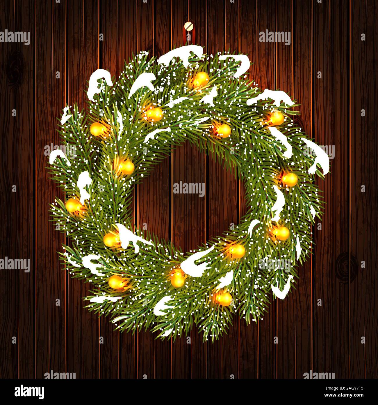 Christmas wreath made of fir branches, isolated on white background ...