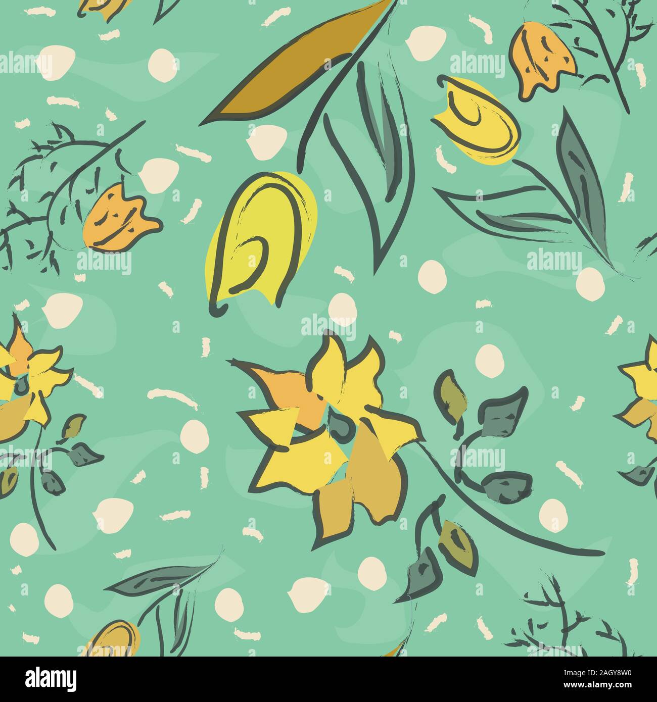 Floral Seamless Pattern. Hand Drawn. Vector Illustration Stock Vector ...