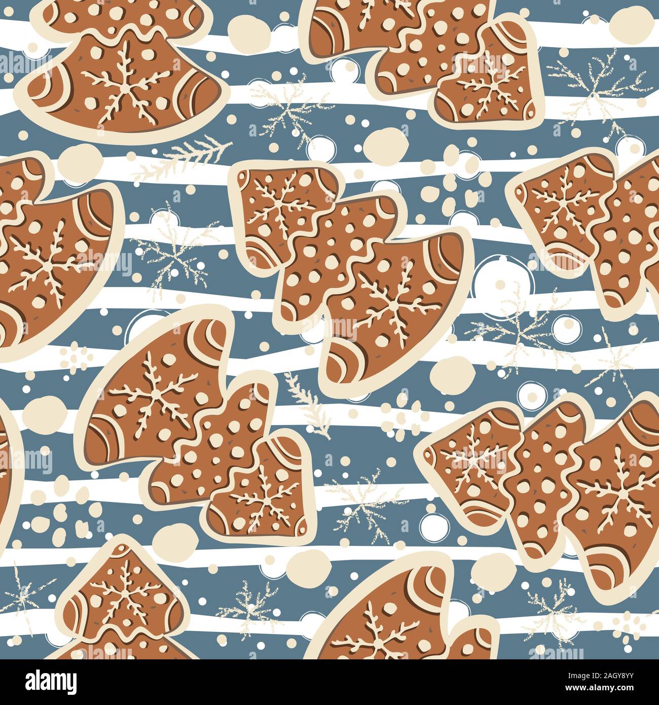 Cute Winter Seamless Pattern with gingerbread cookies. Vector ...