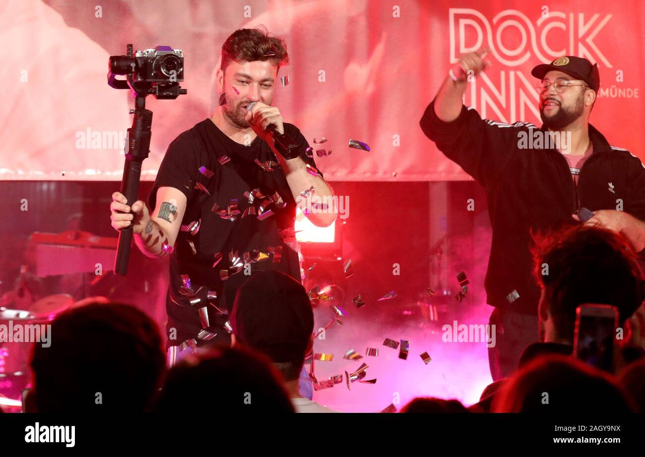 Rostock, Germany. 22nd Dec, 2019. The rapper Marteria (l) is on stage ...