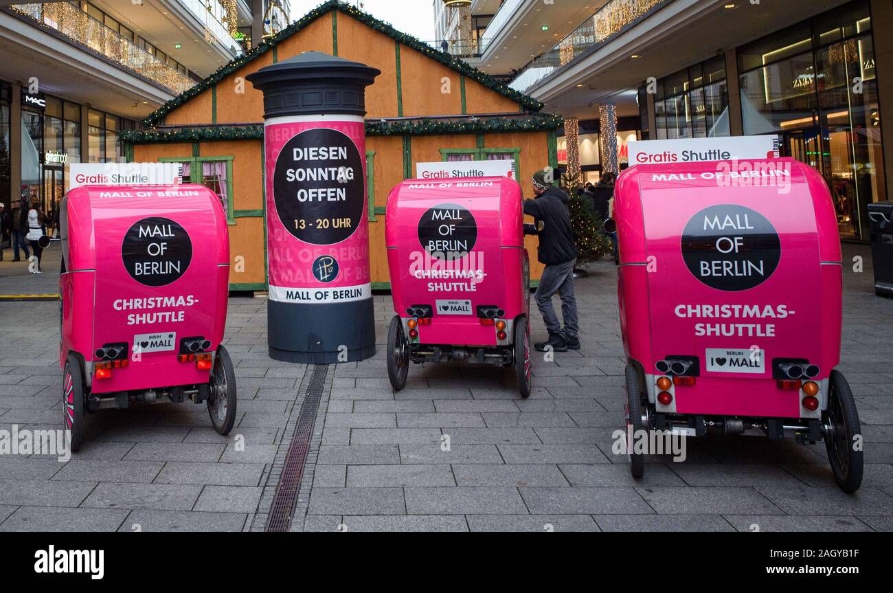 Berlin Germany 22nd Dec 2019 Bicycle Rickshaws Are Waiting For